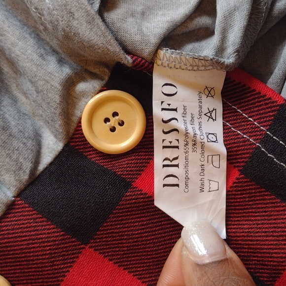 Plaid Checkered Top with Decorative Buttons - Picture 4 of 5